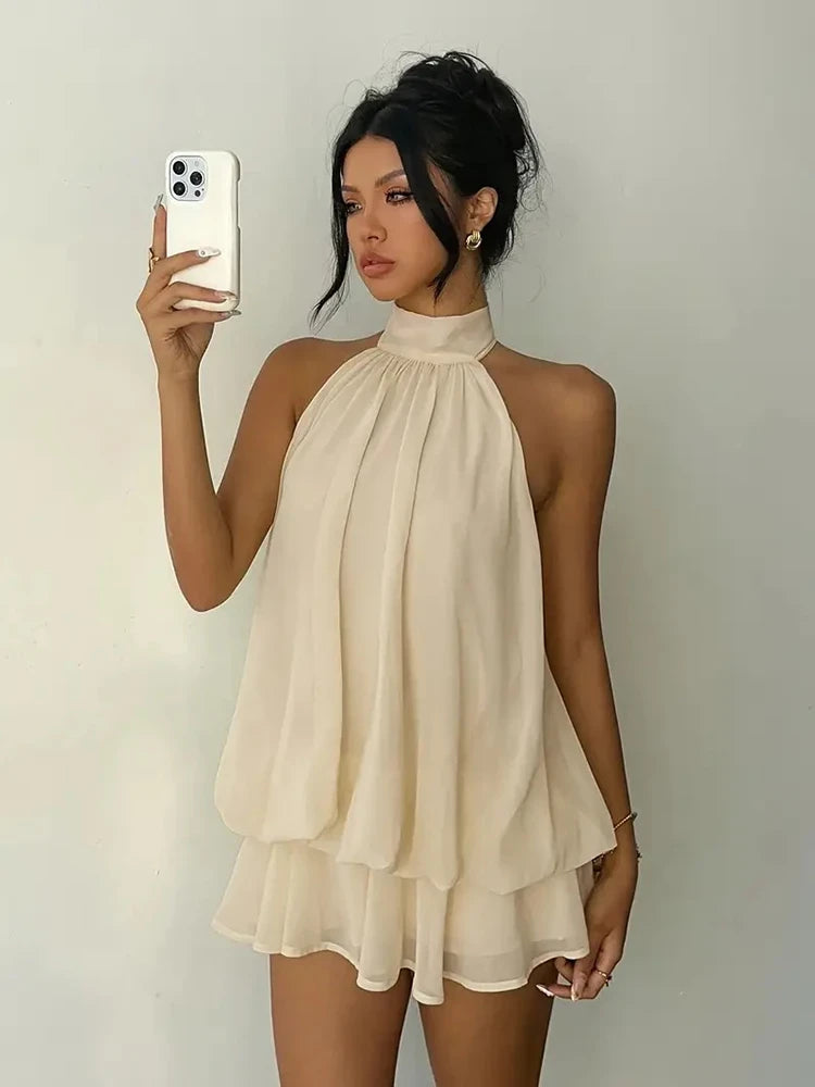 Robe Courte Dos Nu Halter Plage