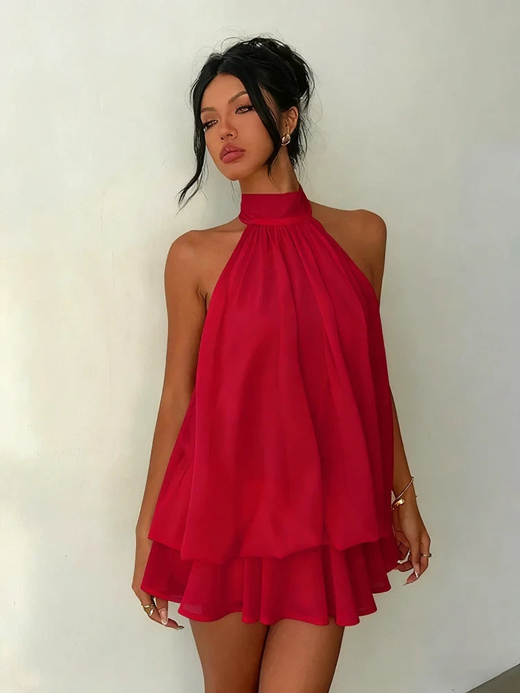 Robe Courte Dos Nu Halter Plage
