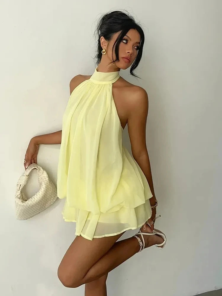 Robe Courte Dos Nu Halter Plage