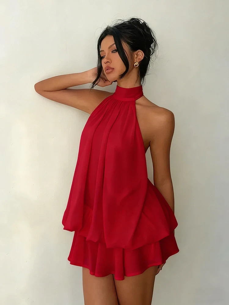 Robe Courte Dos Nu Halter Plage