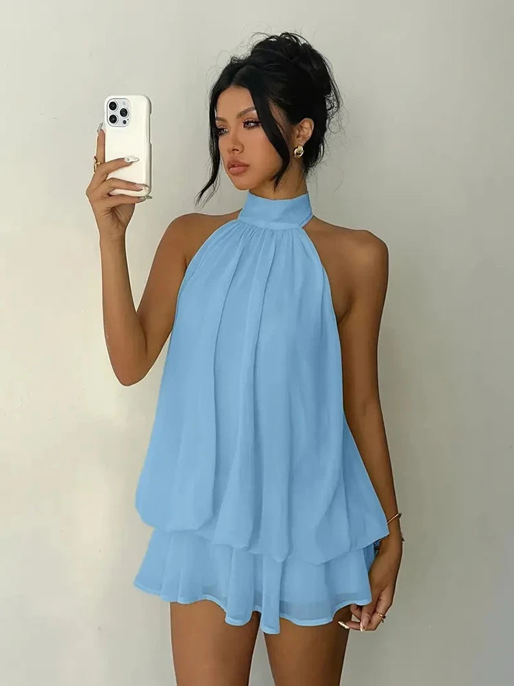 Robe Courte Dos Nu Halter Plage