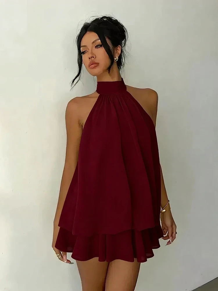 Robe Courte Dos Nu Halter Plage