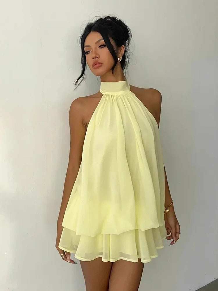 Robe Courte Dos Nu Halter Plage
