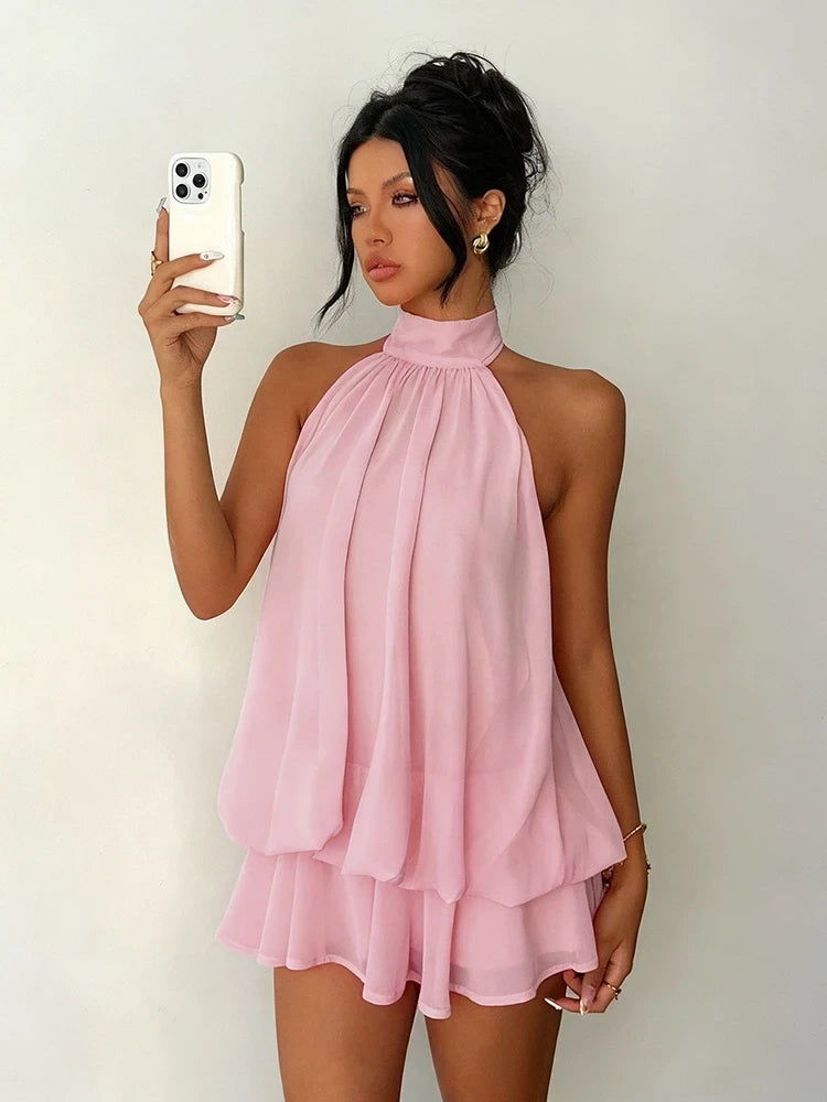Robe Courte Dos Nu Halter Plage