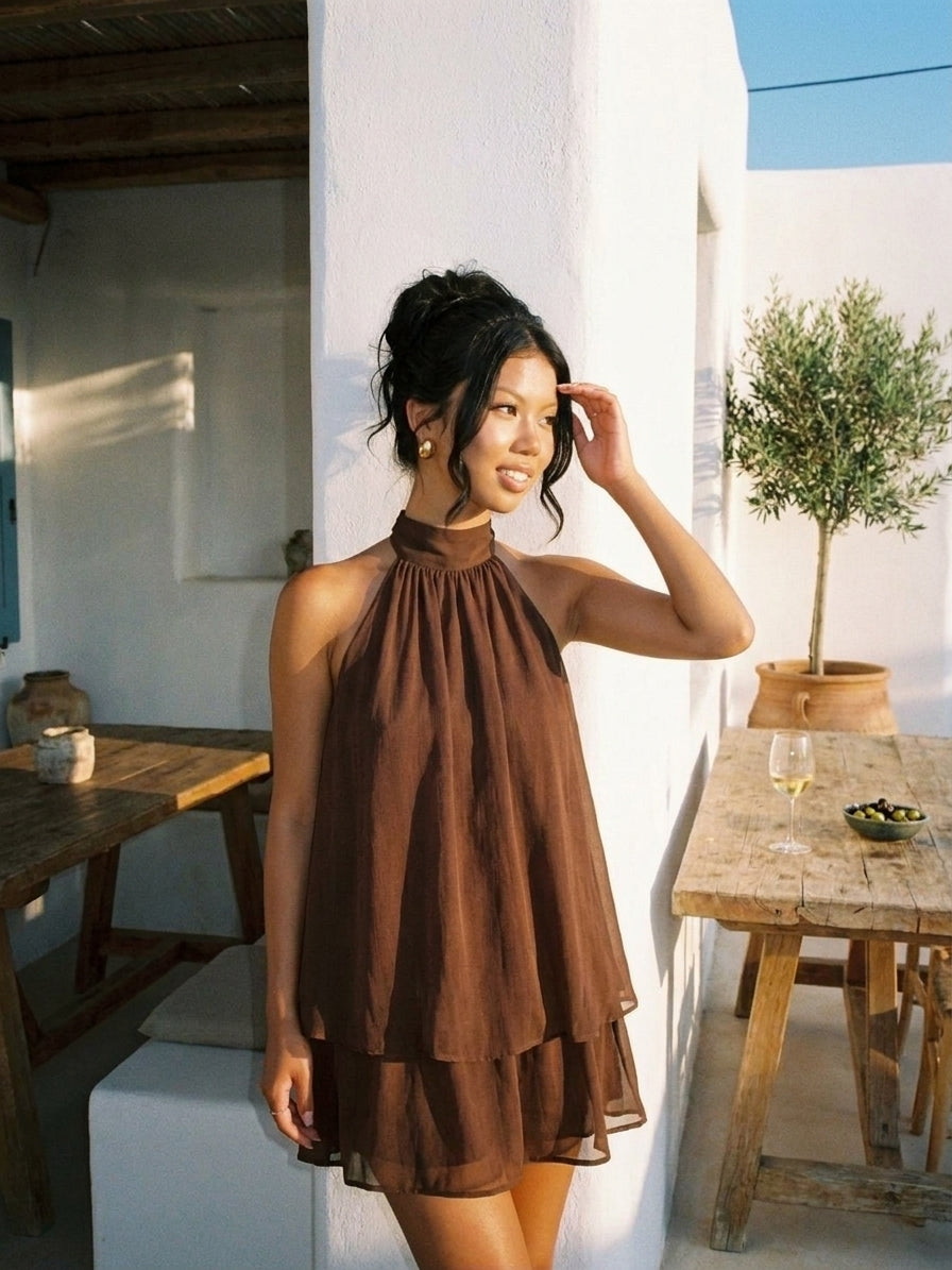 Robe Courte Dos Nu Halter Plage