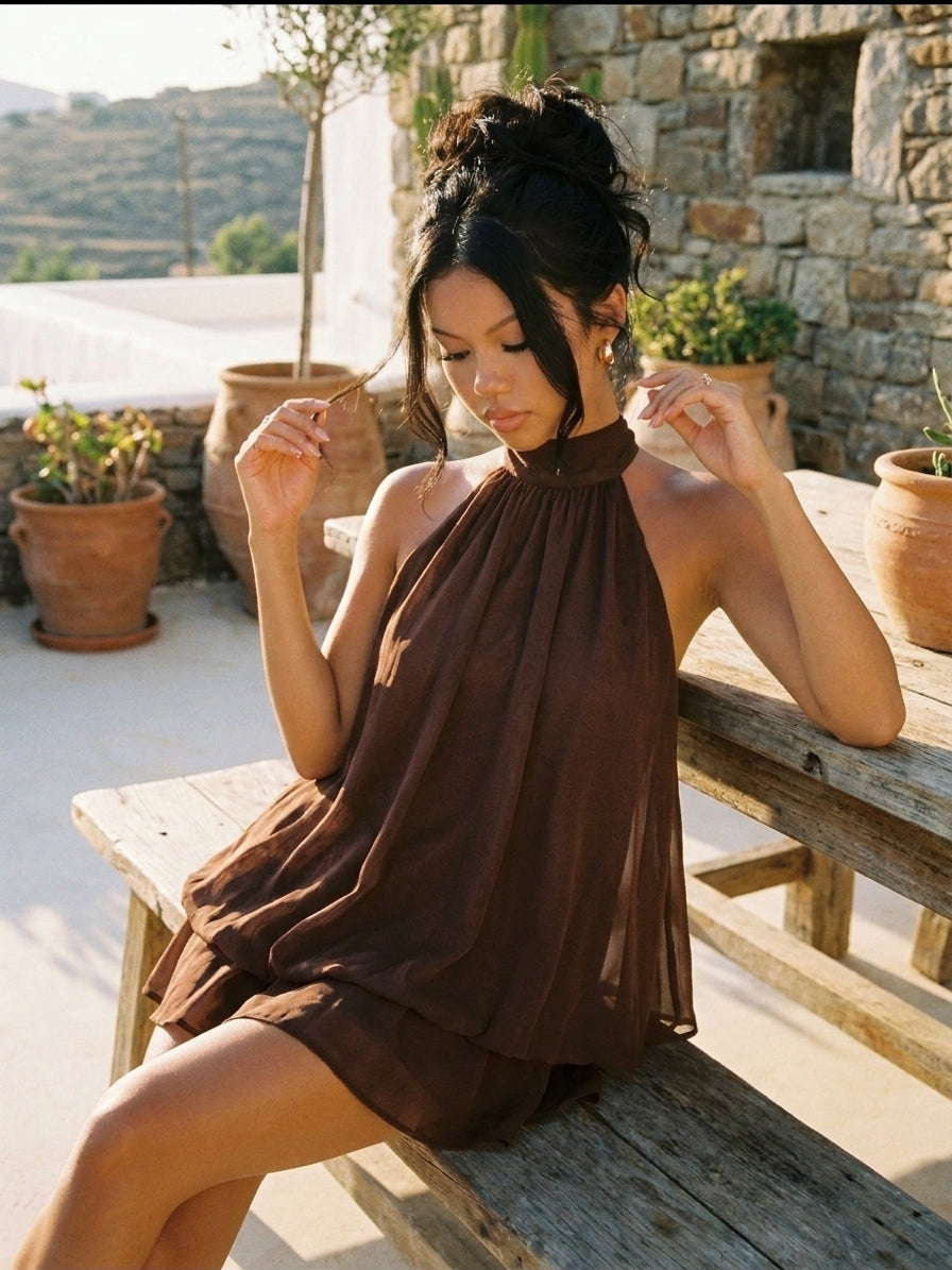 Robe Courte Dos Nu Halter Plage