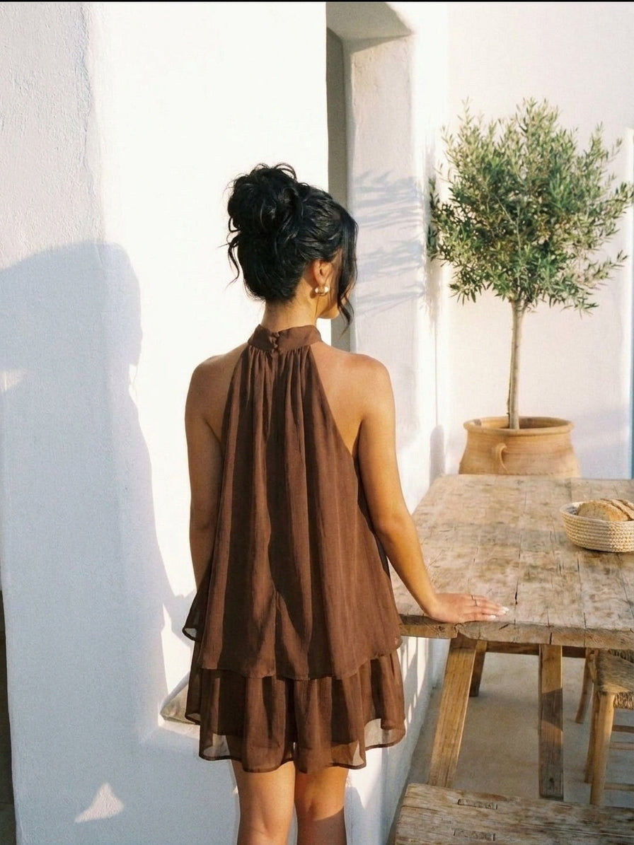 Robe Courte Dos Nu Halter Plage